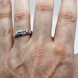 Round Diamond Men's Band 14K Two-Tone White and Yellow Gold 0.20ctw 💎